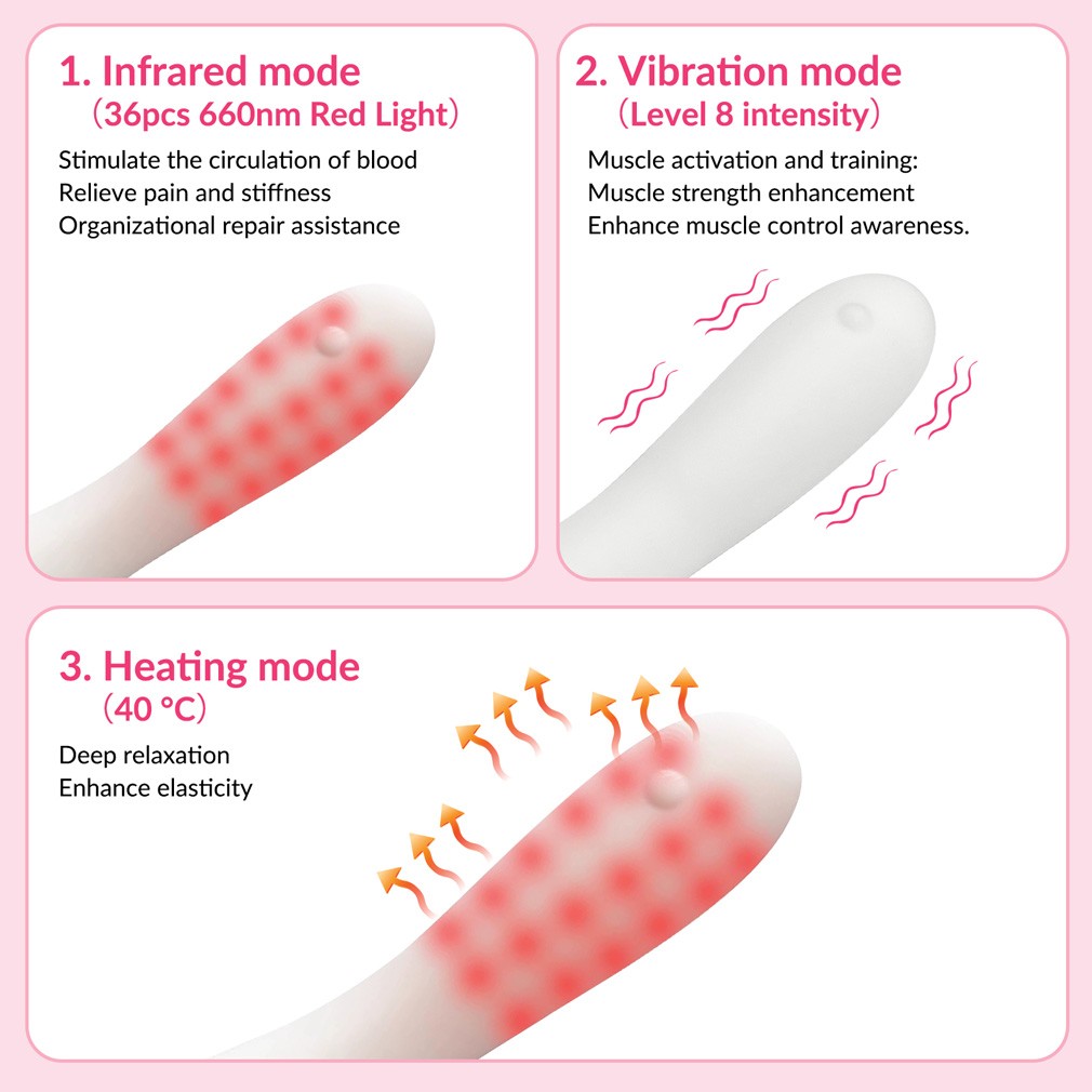 Adjustable Pelvic Floor Repair Wand Red Light Heat Therapy