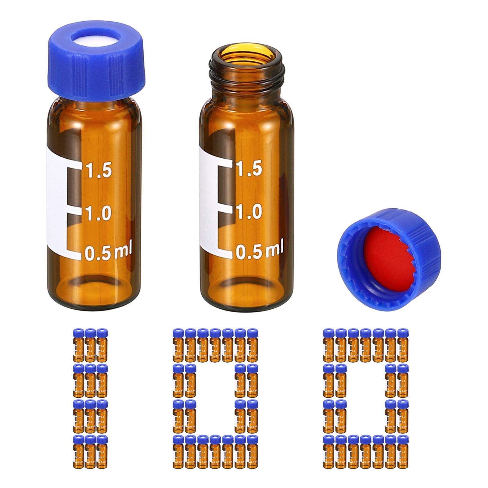 2ml self-sampler vial, 100pcs red patch PTFE & white silicone sets