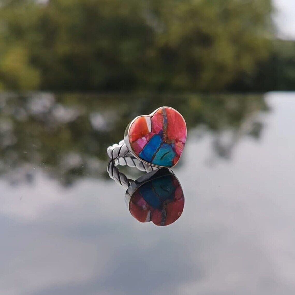 Pink Oyster Turquoise Gemstone Ring 925 Sterling Silver Jewelry All Size MO2257
