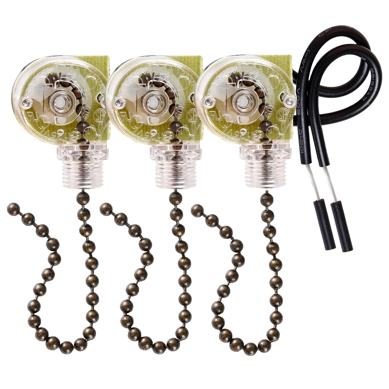3 Pack Ceiling Fan Pull Chain Switch Two Wire Light Control Replacement