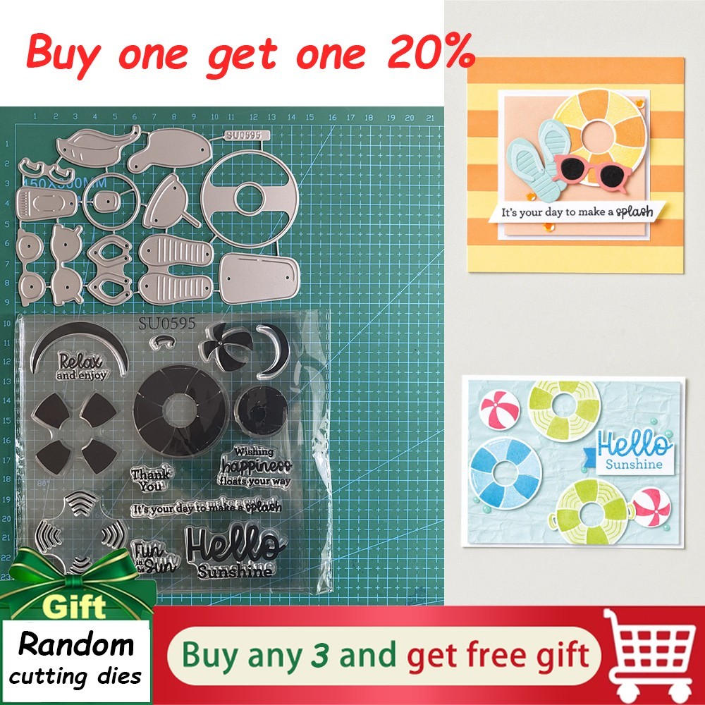 SPLASH & RELAX Cutting Dies&Clear Stamps Sets,Scrapbooking Paper Card Embossing