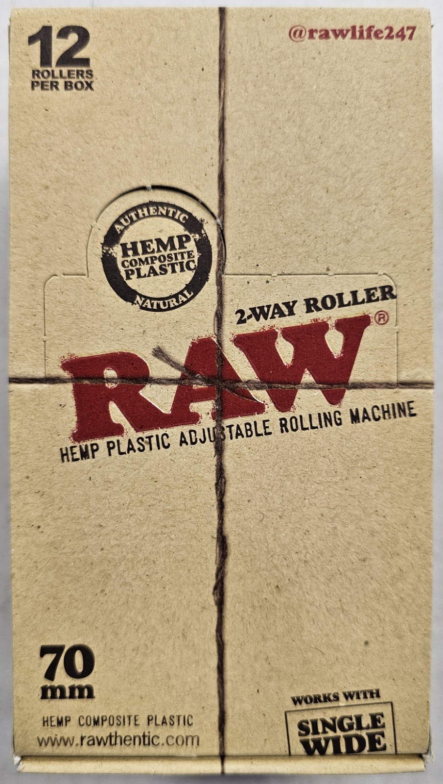 RAW ADJUSTABLE 2 WAY TOBACCO ROLLING MACHINES RETAILERS BOX OF 12 ROLLERS