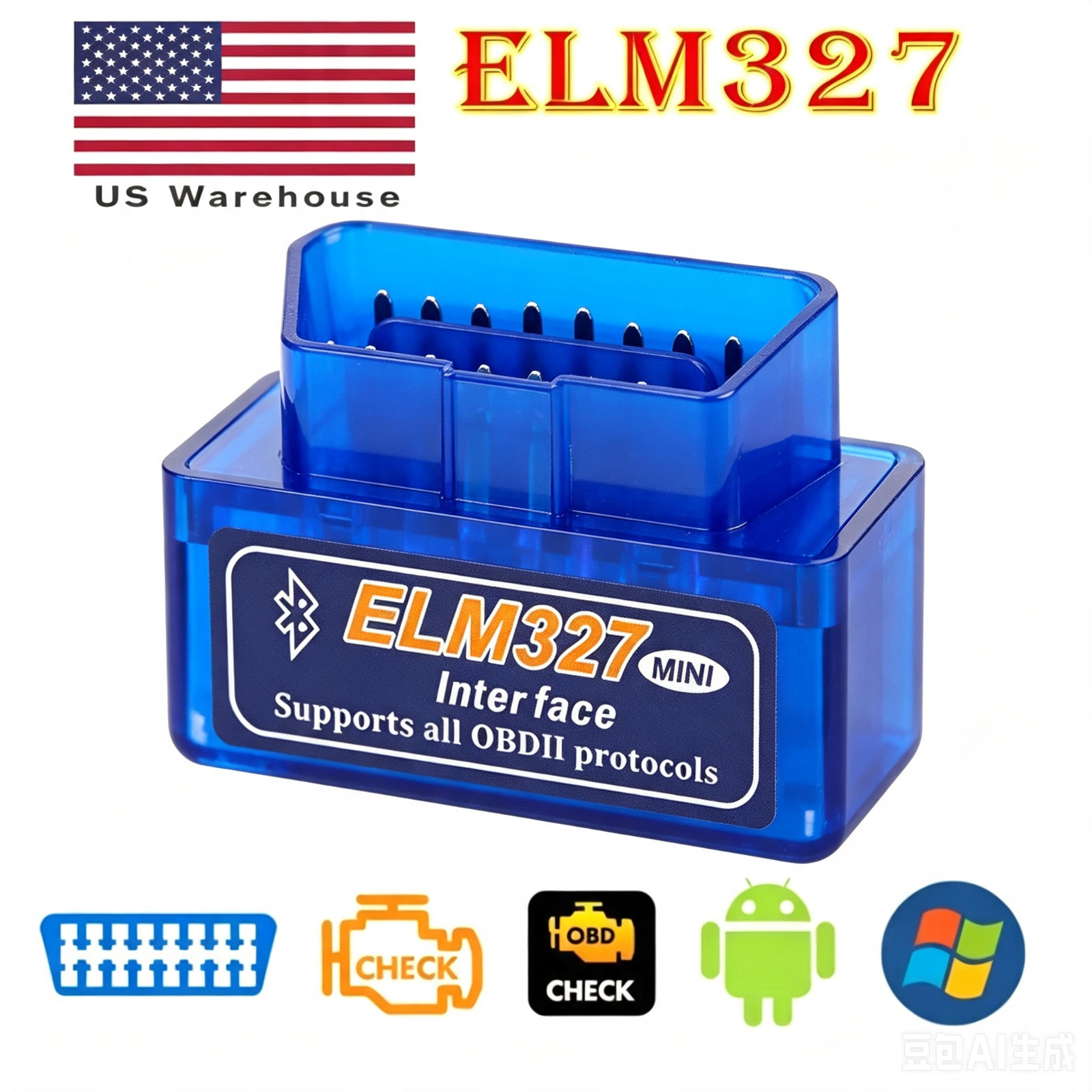 New ELM327 v1.5 Bluetooth OBD2 Scanner Adapter OBDII Diagnostic Tool Android US