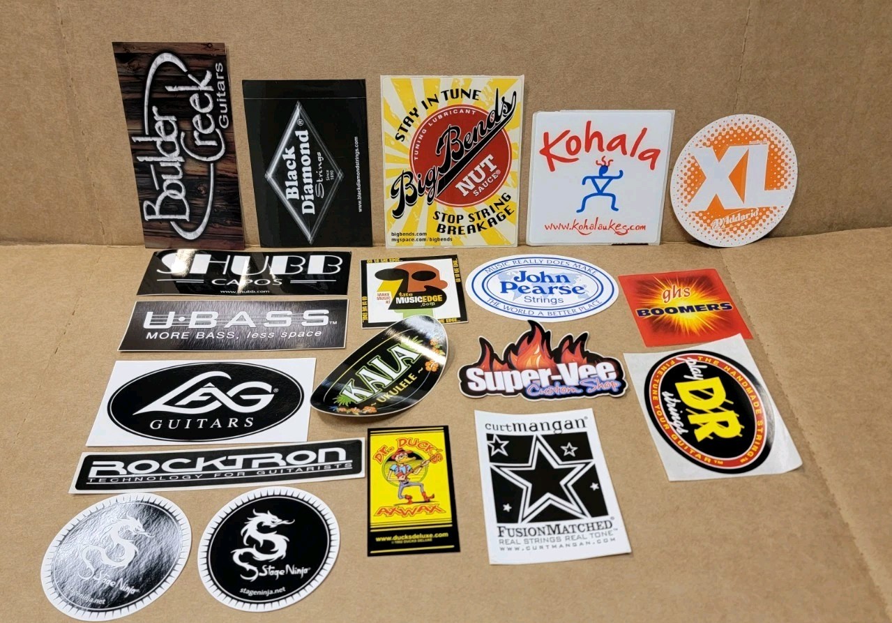 Lot Of 19 Music Merchant Stickers Decals DR Stage Ninja Boulder Creek Big Bends