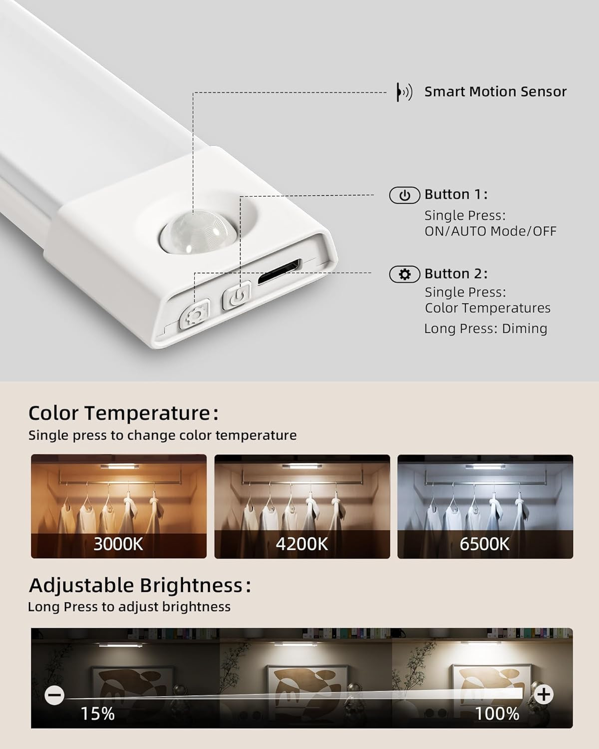 Rechargeable Motion Sensor LED Under Cabinet Lighting - 16 Pcs Bundle