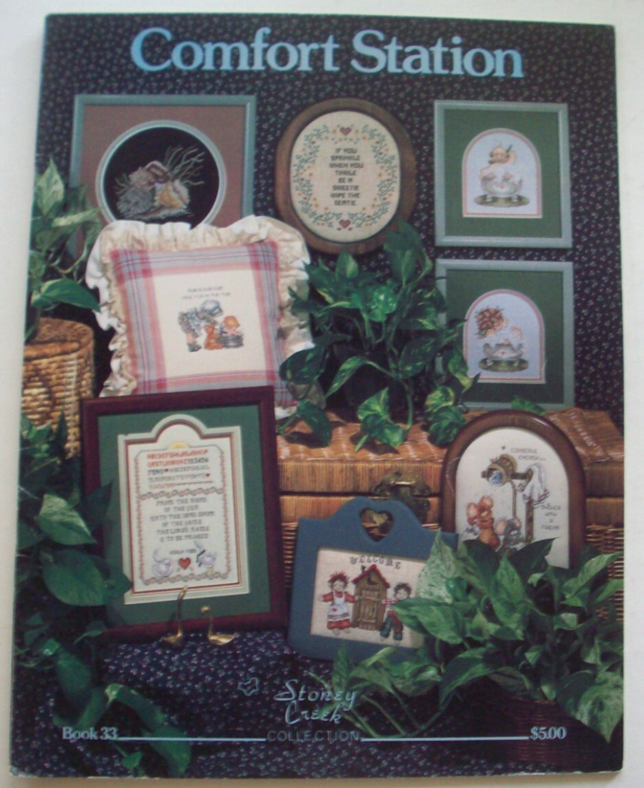 Comfort Station verses  flowers shells bathtime cross stitch pattern