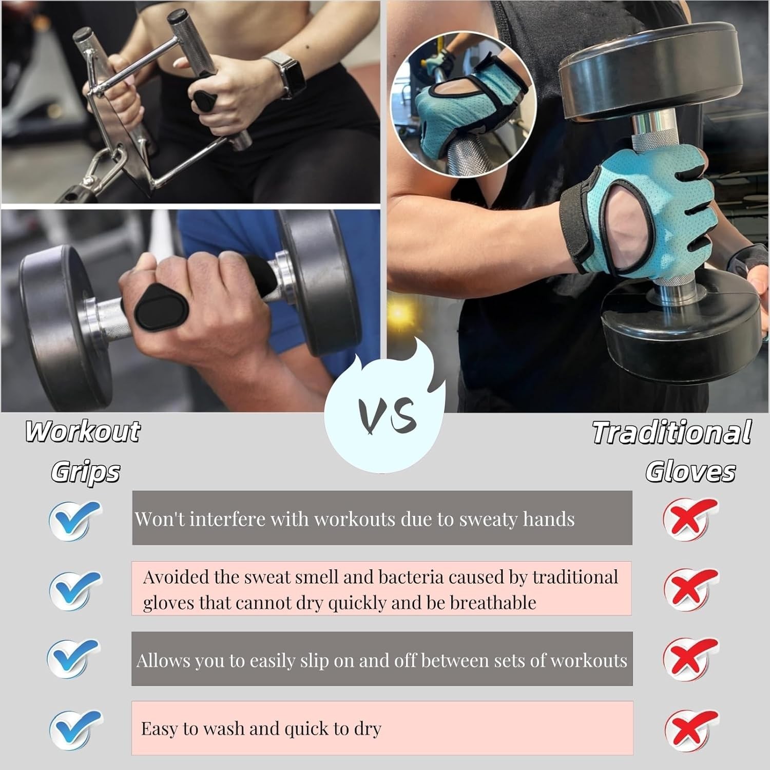 Anti-Slip Workout Grips, Ergonomic Workout Gloves, Weight Lifting Grips, for Men