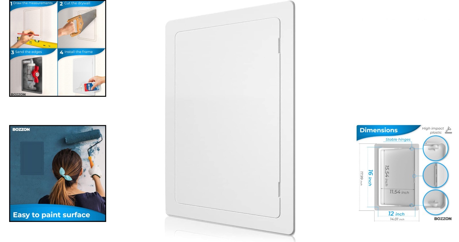 Versatile 12x16 White Access Panel – Easy Installation & Durable Plastic Design