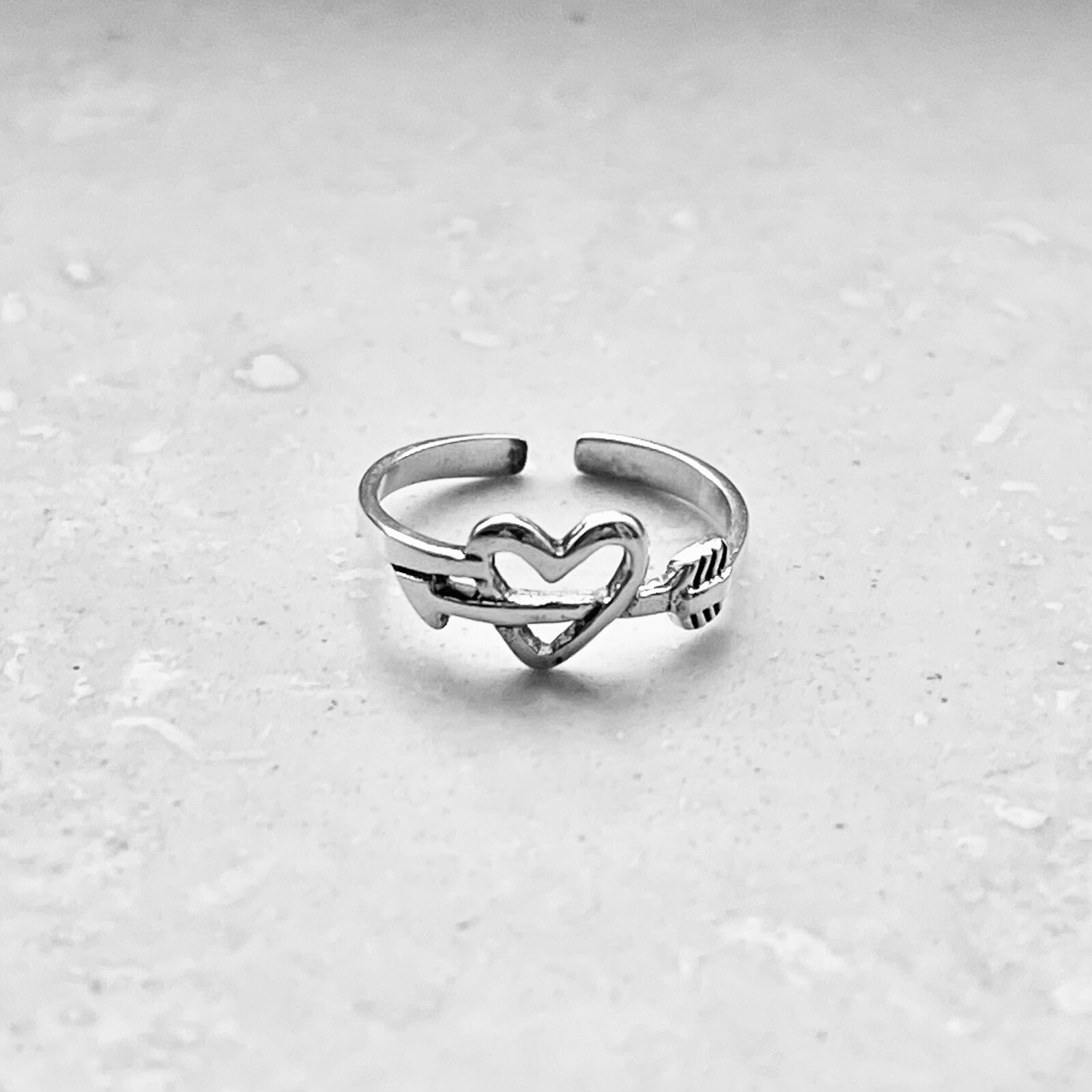 Sterling Silver Heart With Arrow Toe Ring, Silver Rings, Heart Ring