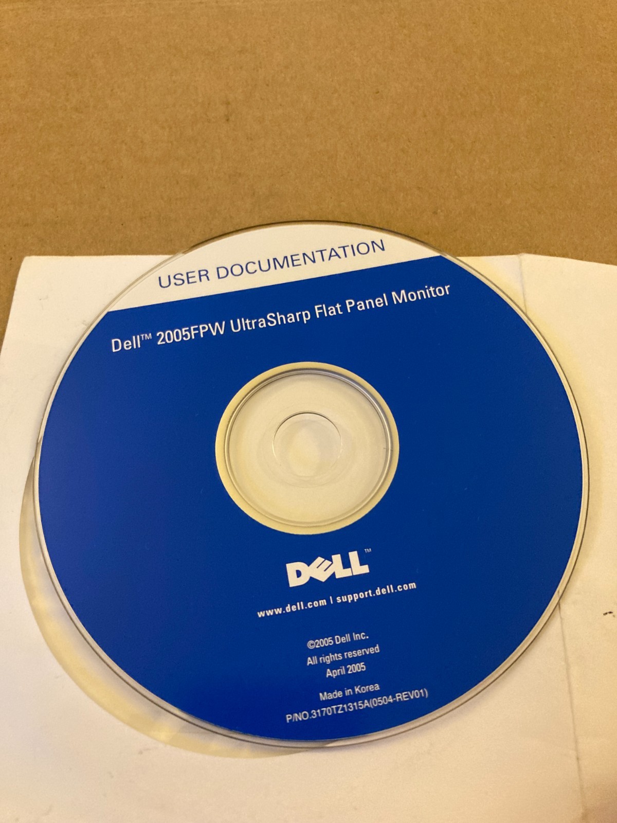 Dell 2005FPW Ultrasharp Flat Panel Monitor User Documentation CD-ROM 2005