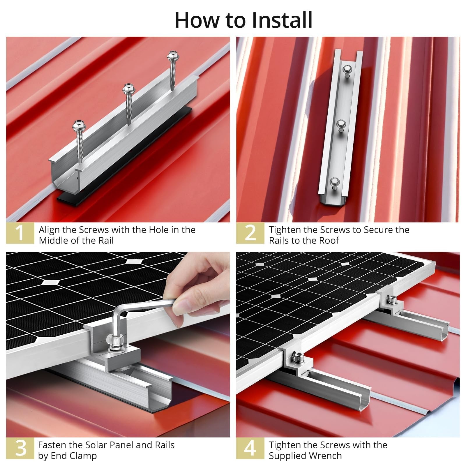 Anbte Solar Panel Bracket Kit, 6 Pcs 7.87 in Aluminium Solar Panel Mounting R...