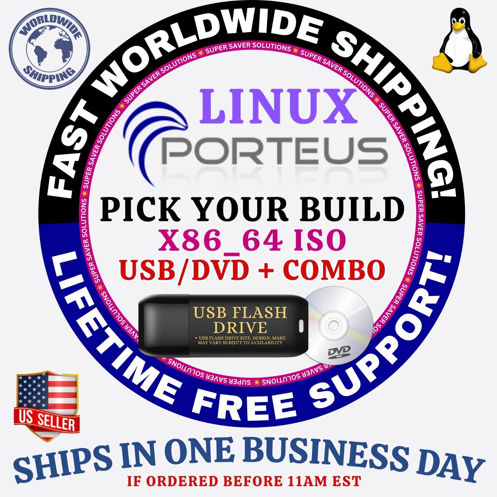PORTEUS LINUX OS | LATEST BUILDS ISO | DVD, USB, COMBOS | FAST SHIPPING