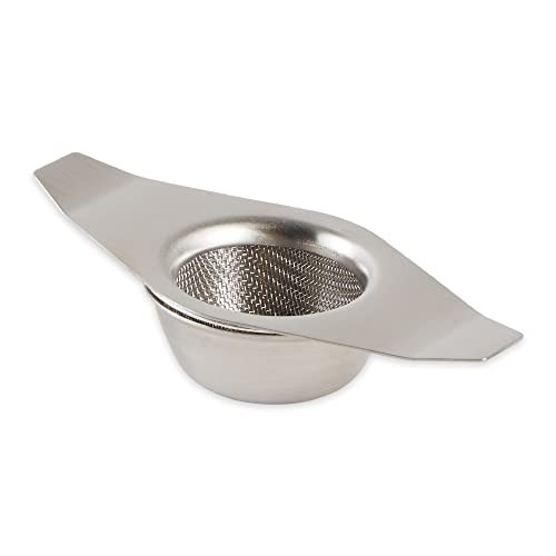 RSVP International Tea Strainer Collection Strainer w/ Drip Cup Metal Mesh 5"