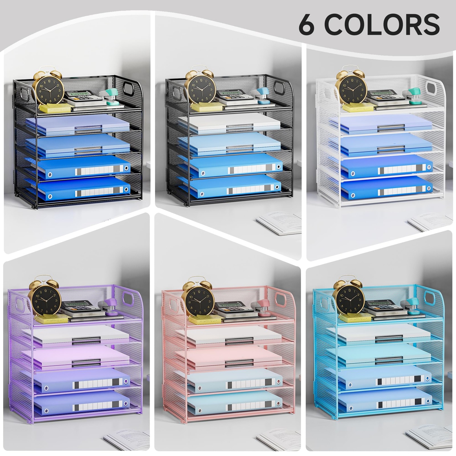 Paper Organizer for Desk Accessories & workspace 5 Tier Organizers with Handle