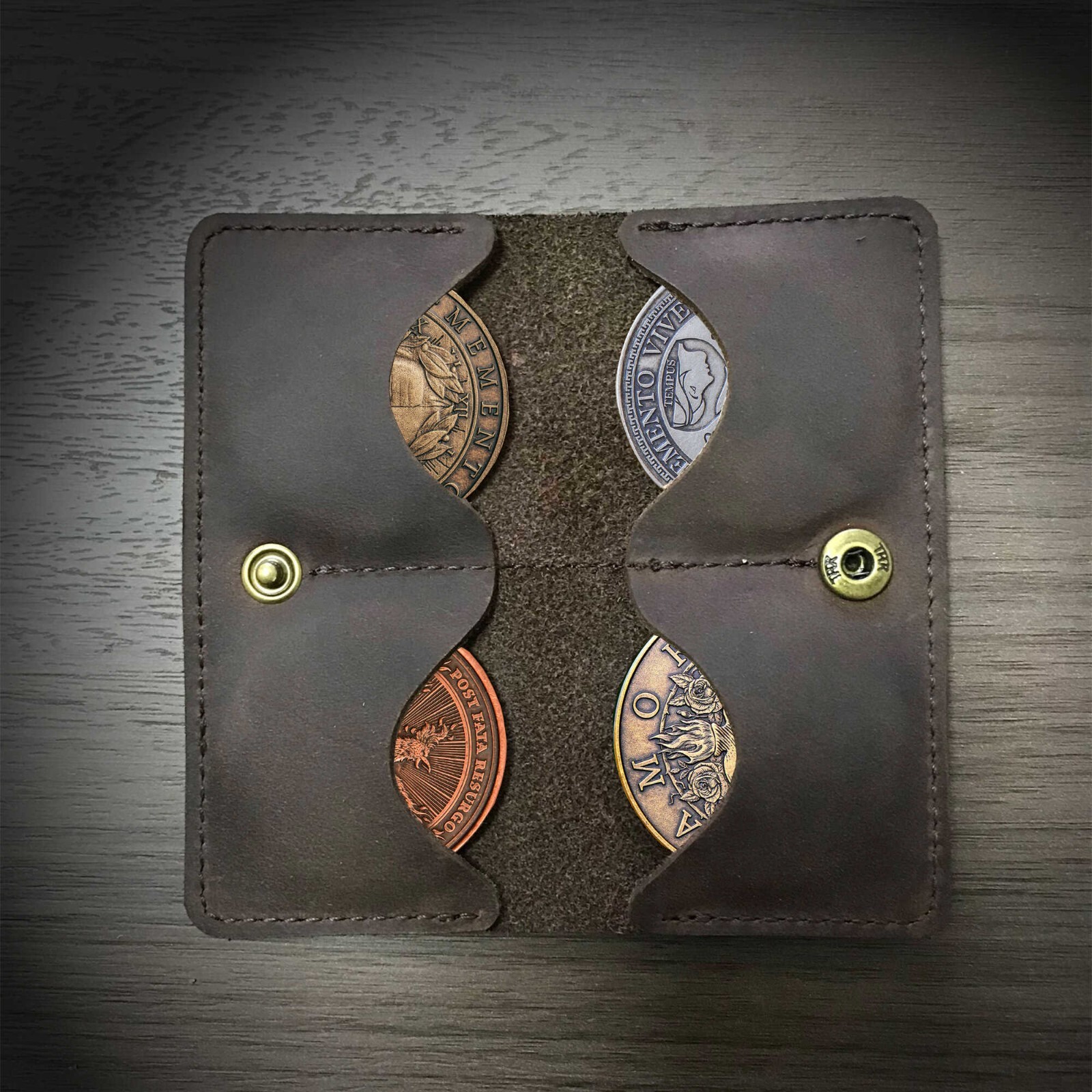 Leather Coin Pouch for 4 EDC Reminder Coins | Coin Carrying  Case | Coin Pouch
