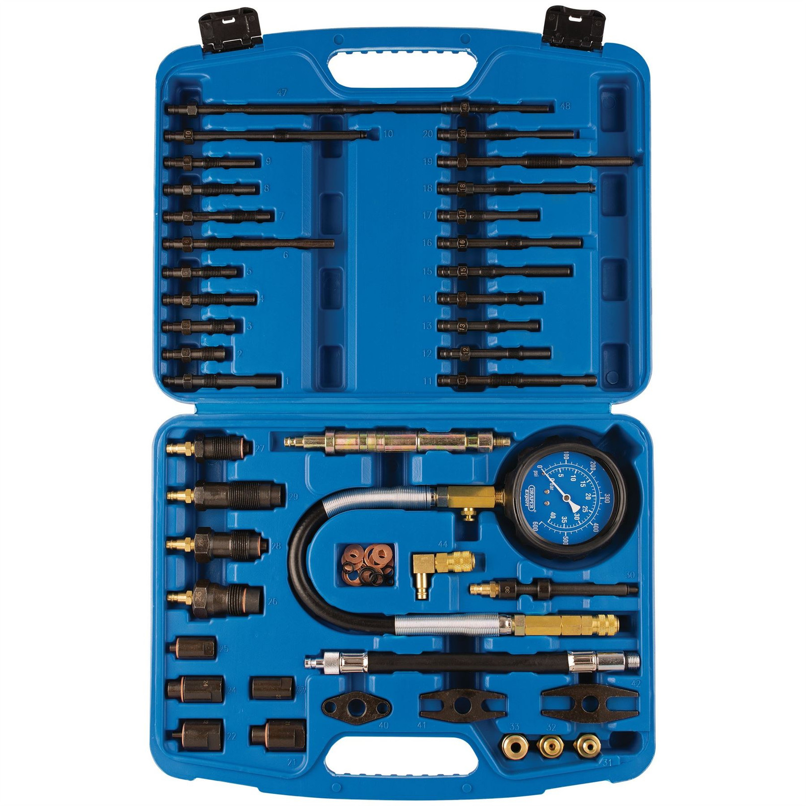 Draper 35886 Petrol and Diesel Master Engine Compression Test Kit 42 Piece