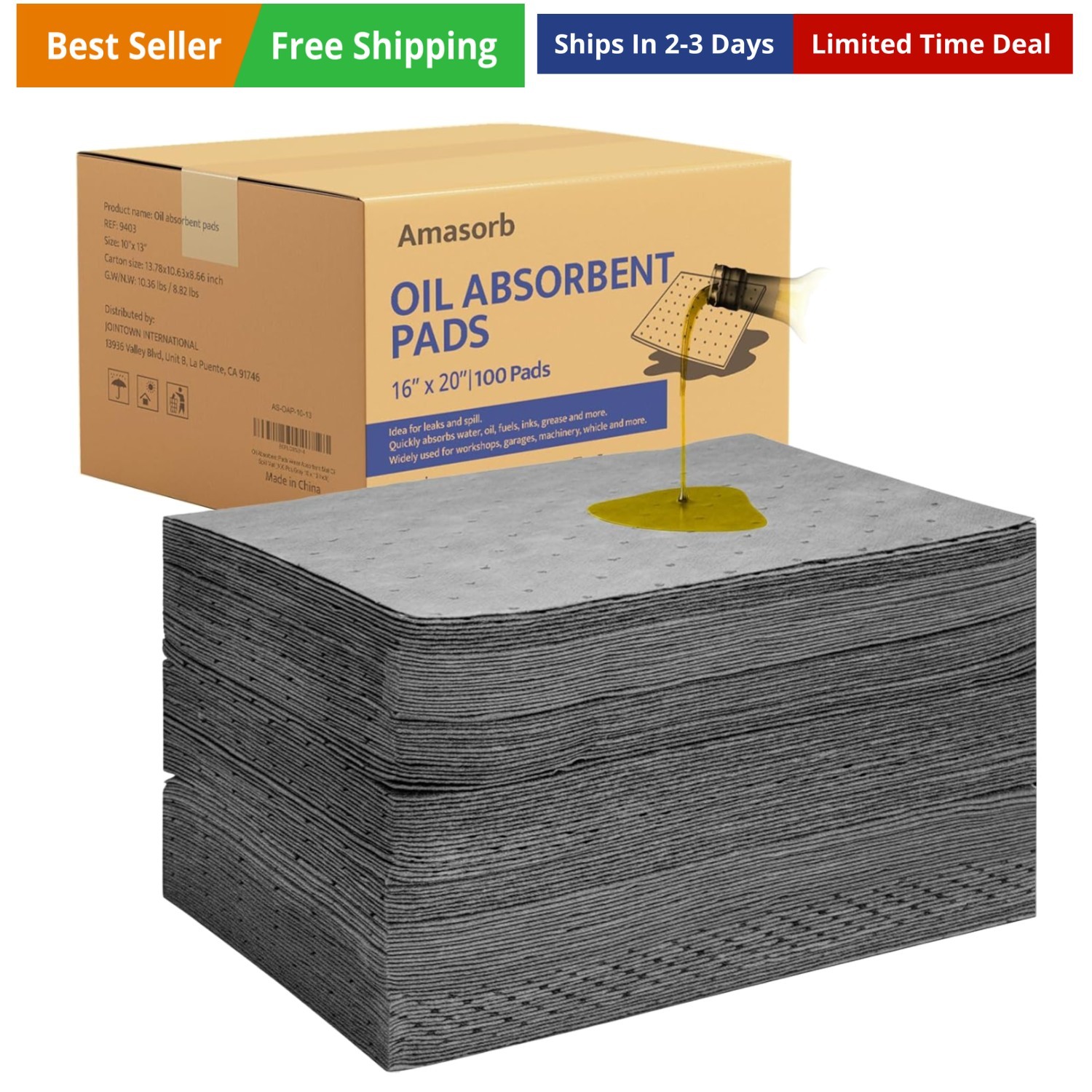 Oil Absorbent Pads - 16 x 20 Inch-Universal Leak, Drip, and Spill Control, Ga...