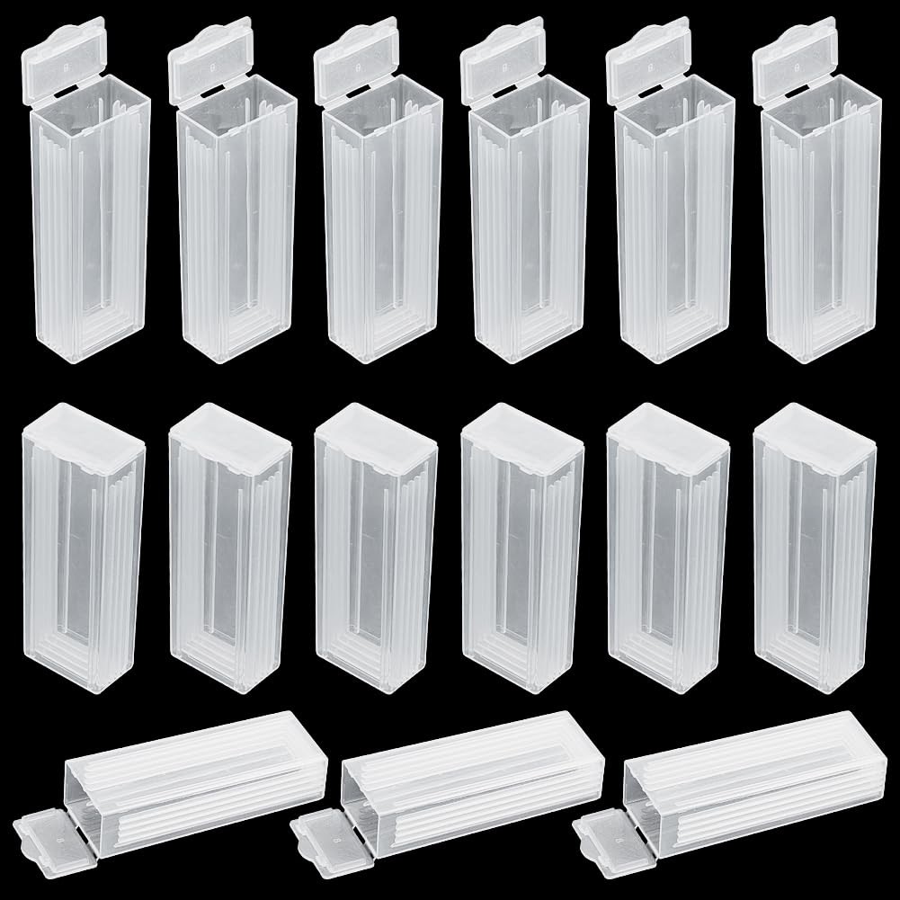 20Pcs Microscope Slides Dispenser Boxes Plastic Storage Case for Laboratory U...