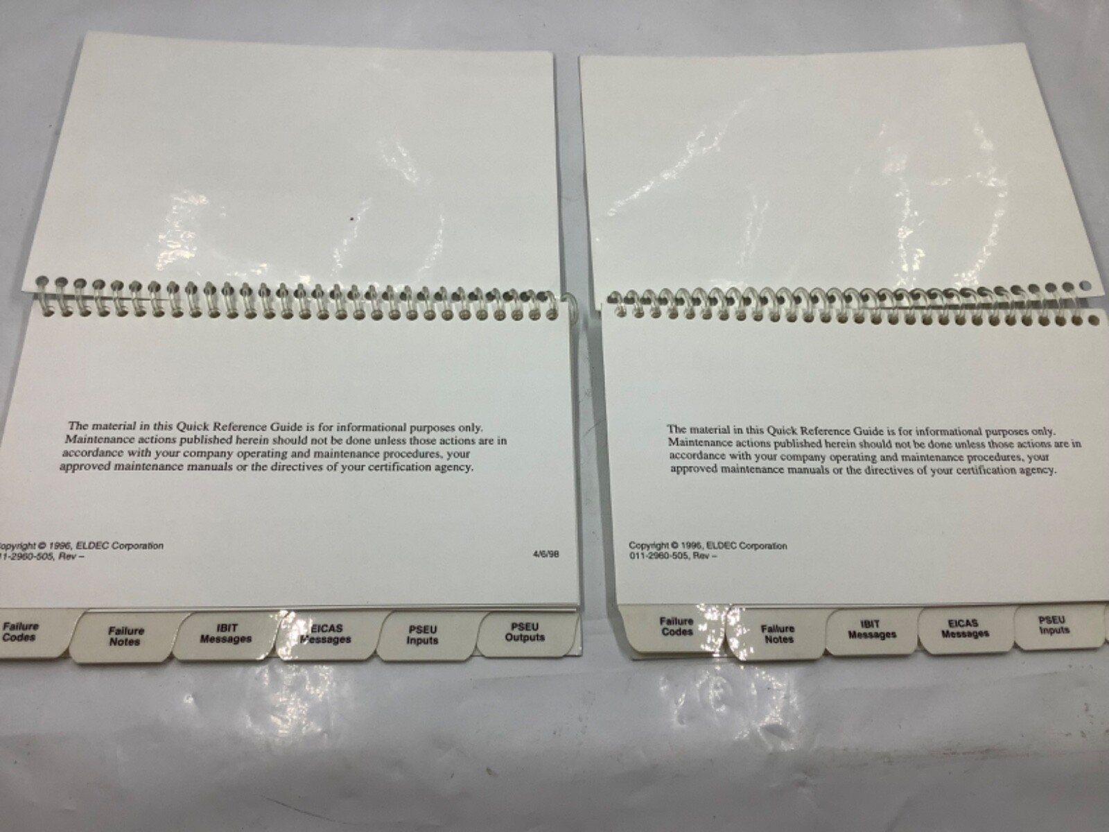 Crane Eldec 8-648 Failure Indication Quick Reference Guide Two Books