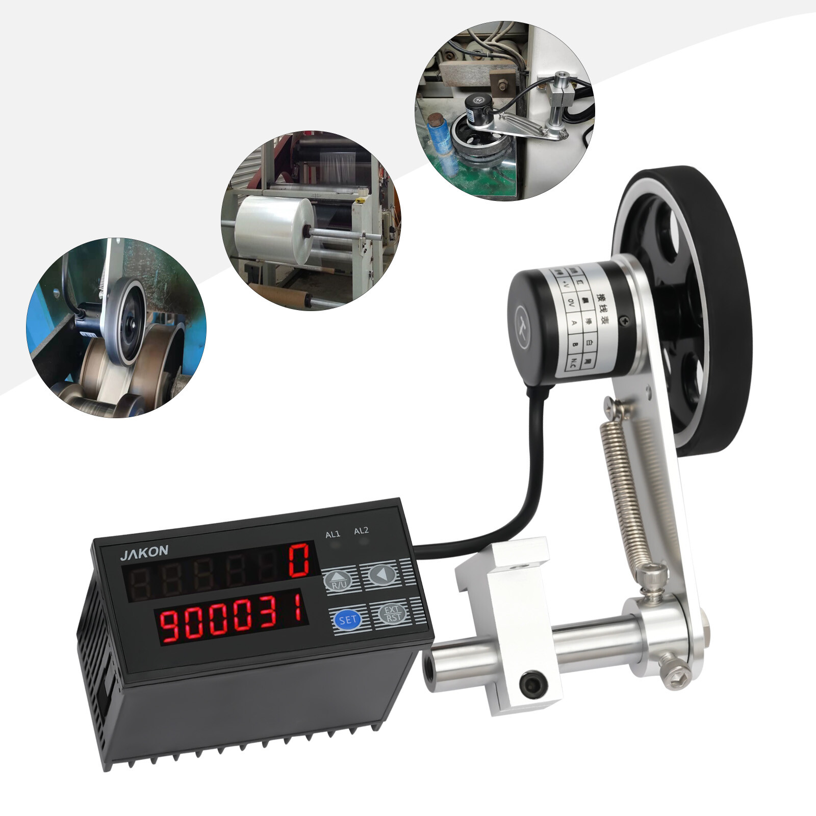 Digital Length Meter Counter 0-999999 with Control Function, US Plug