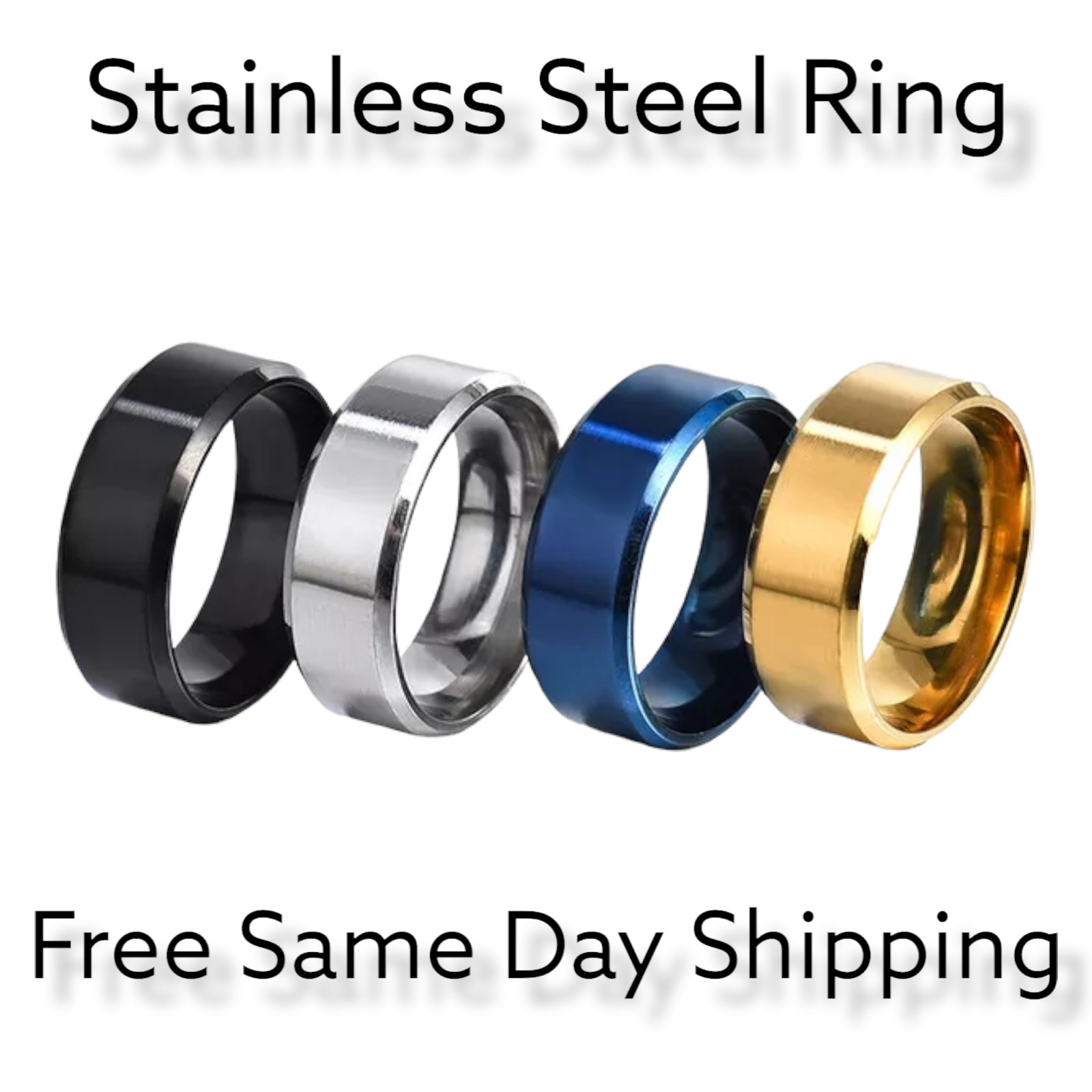 Multicolor Stainless Steel Wedding Rings Size 6-13 Unisex Gift Hip Hop Jewelry