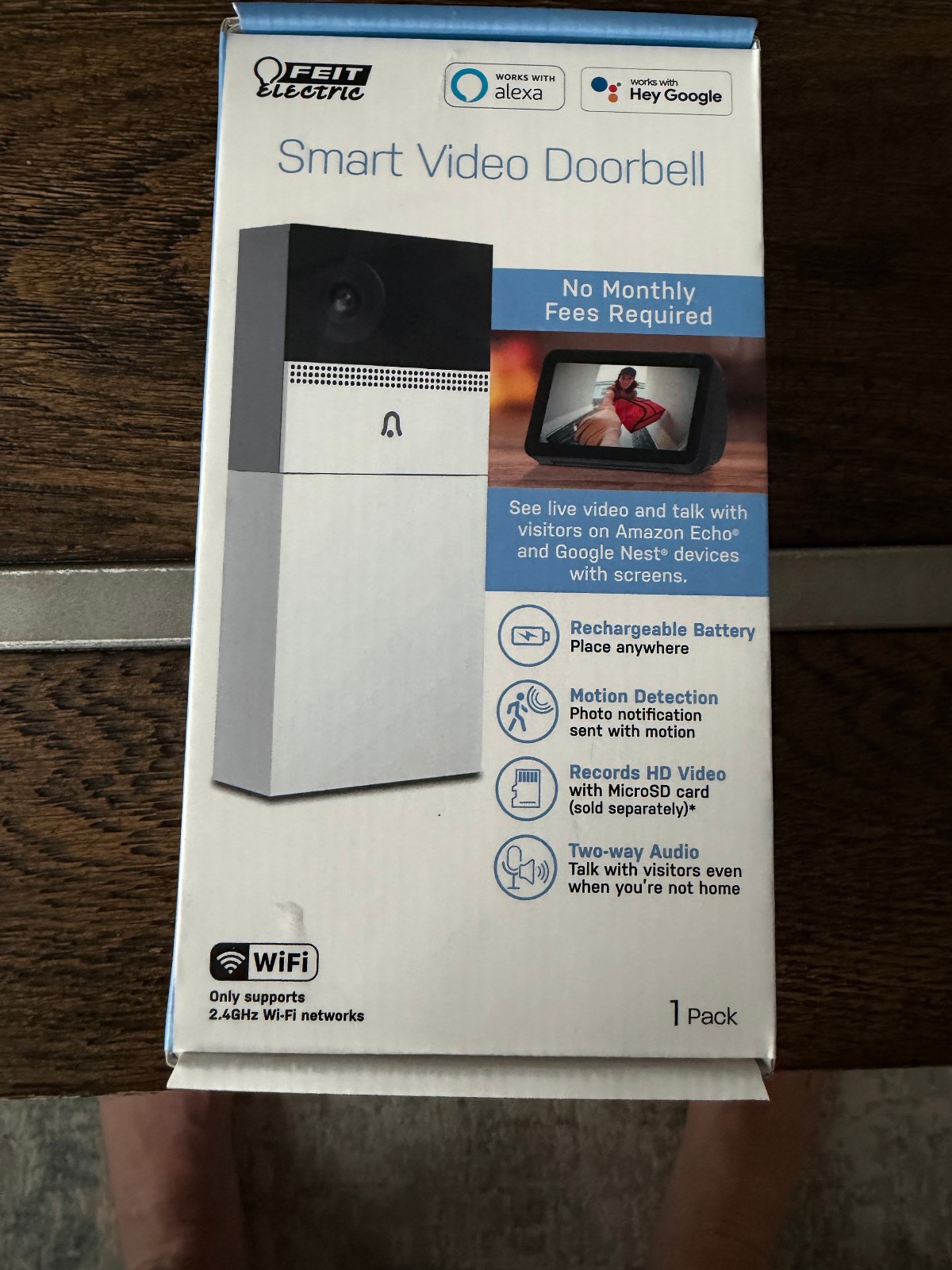 NEW RECHARGEABLE SMART VIDEO DOORBELL FEIT WIFI / Factory sealed