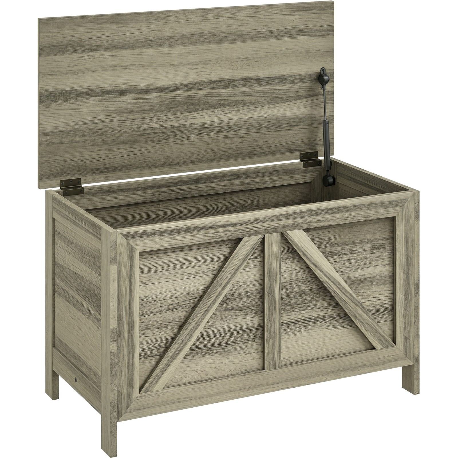 HOMCOM Storage Chest Farmhouse Toy Box Organizer with Safety Hinge Grey