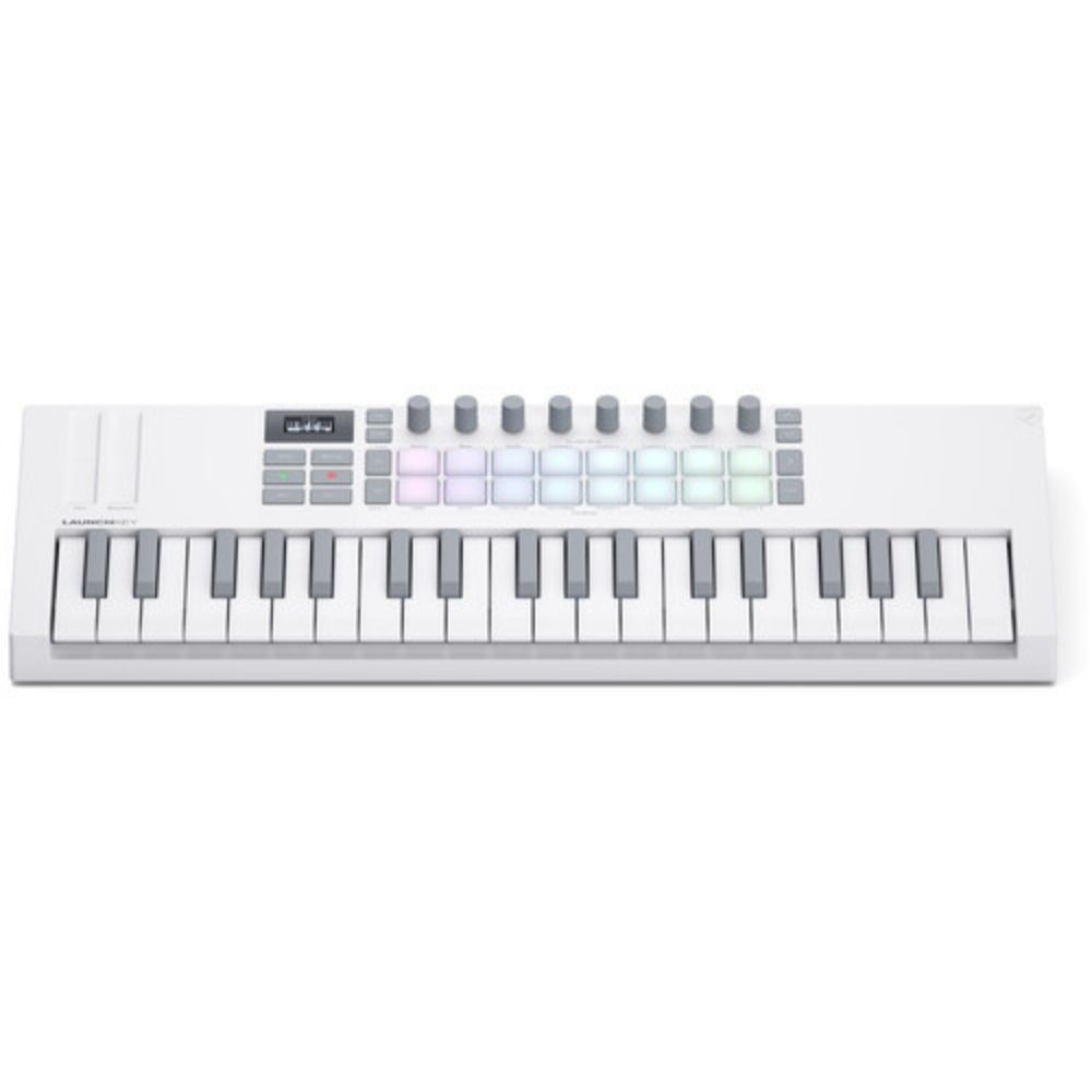 Novation Launchkey Mini 37 MK4 White MIDI Controller w/ Pedal and MIDI Cable
