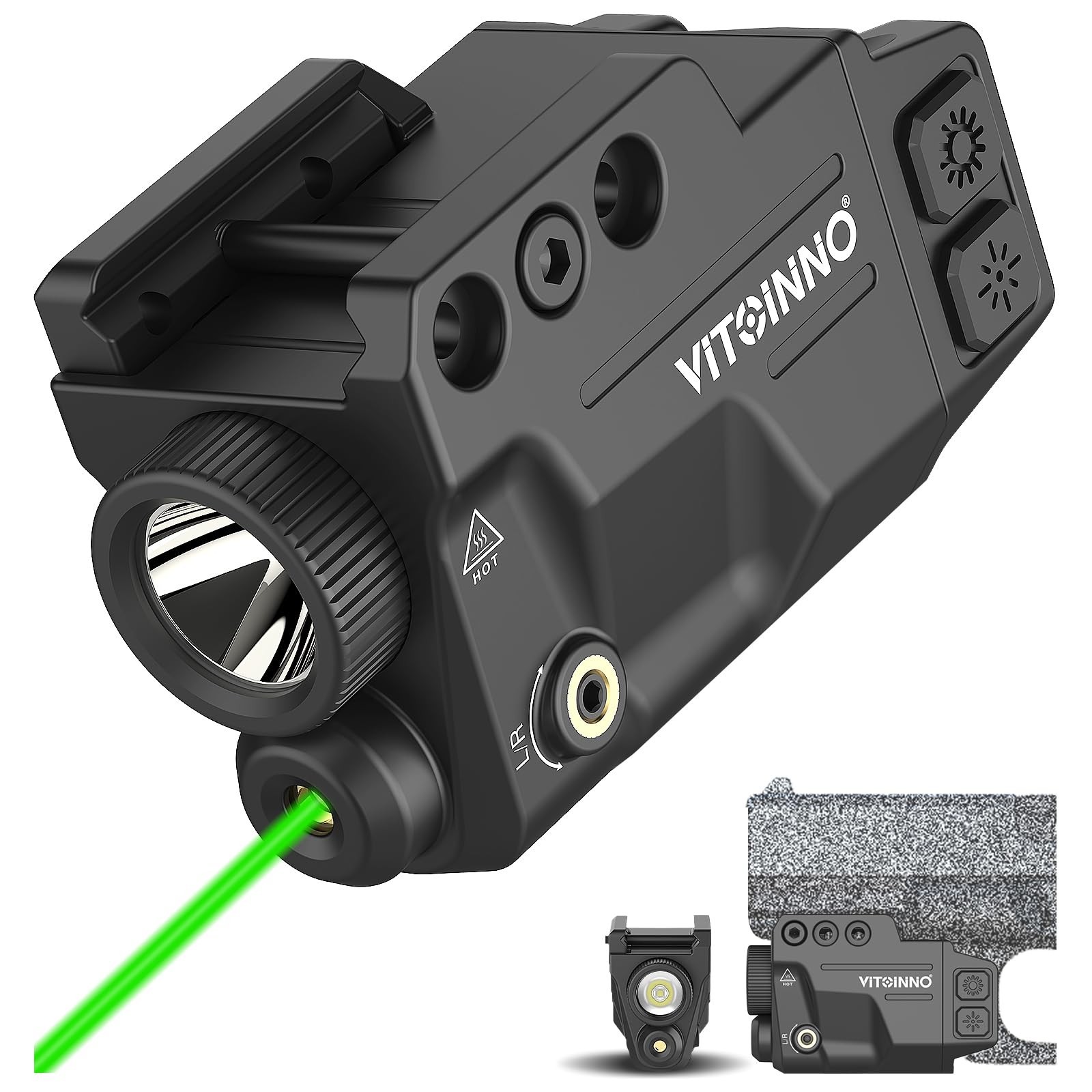 700 Lumens Green Laser and Light Combo | Slidable Tactical Flashlight Compati...