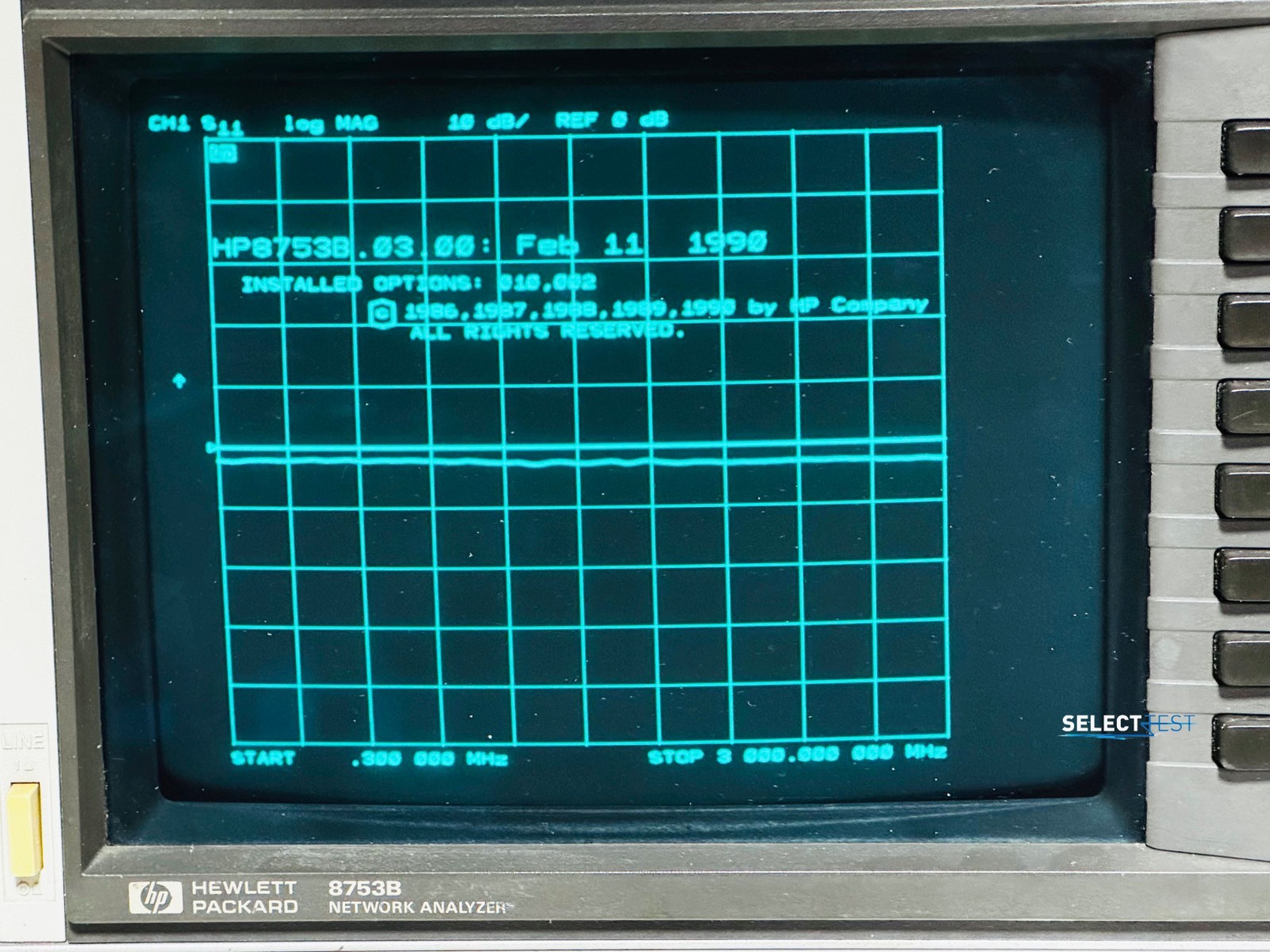 AGILENT (HP) 8753B NETWORK ANALYZER W/OPT. 002 010 & 85046A S-PARAMETER (REF R)