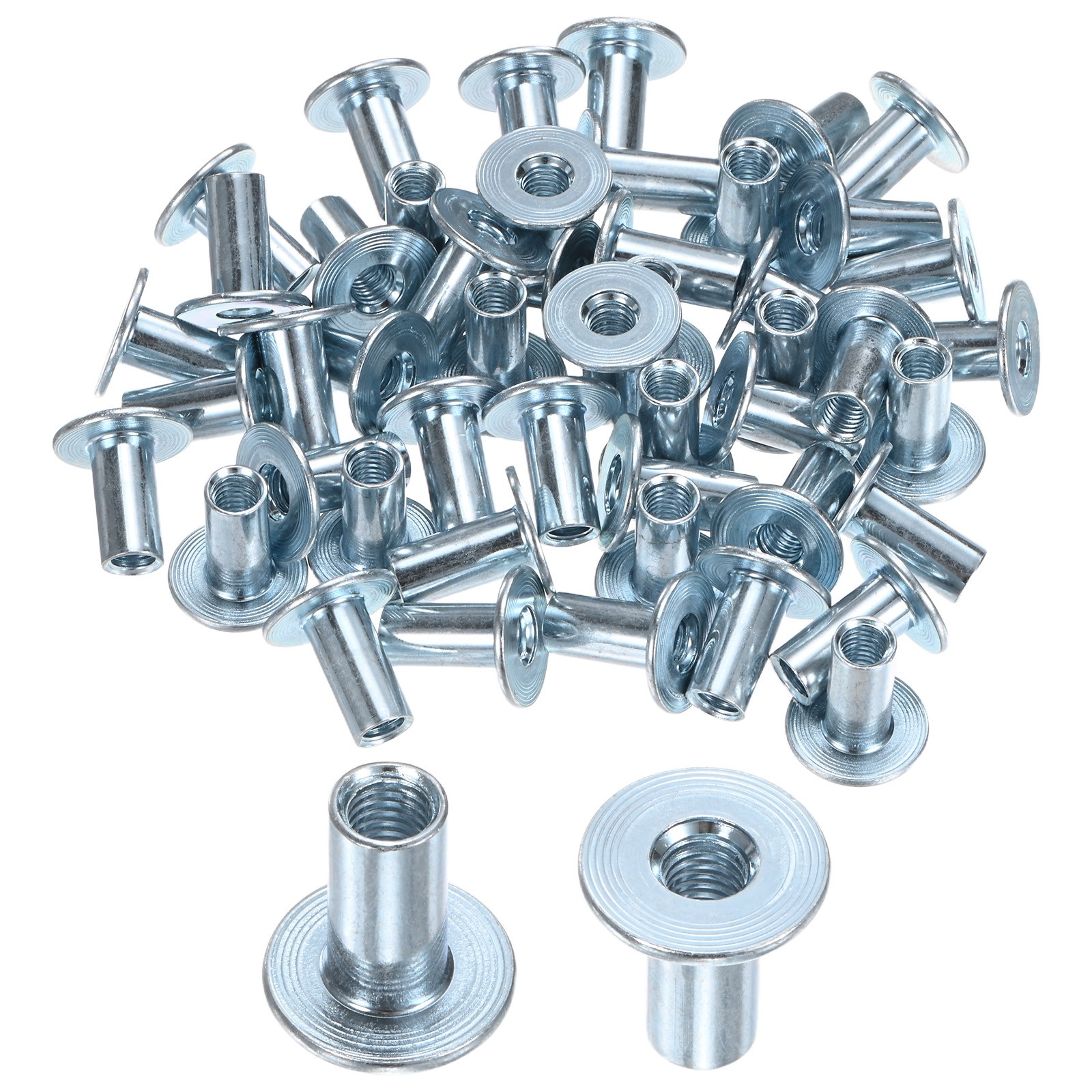50-Pack M6x18mm T-Nuts Carbon Steel Tee Nut Round Base Weld Nuts Silver