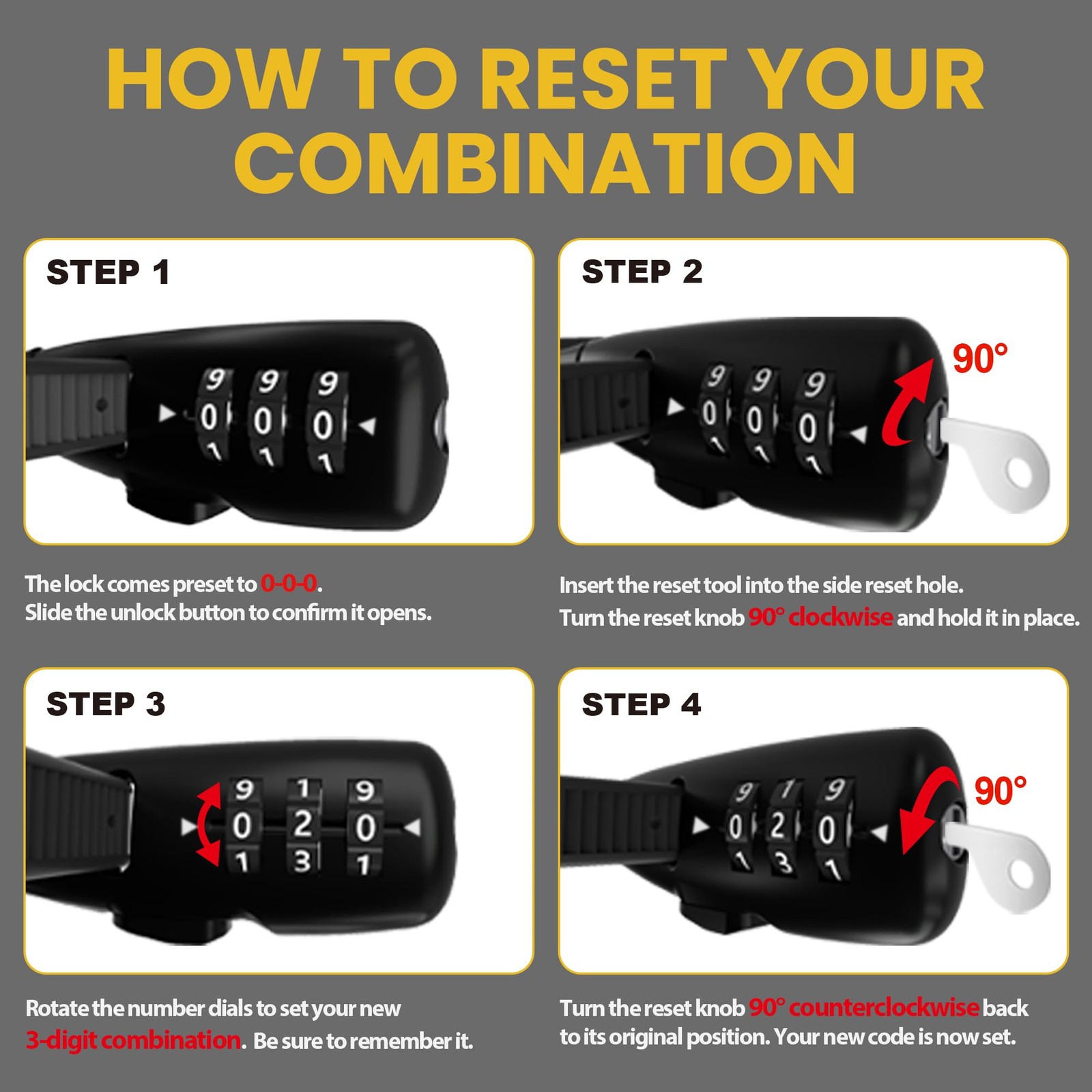 VAVSMART Zip Tie Lock, Adjustable Cable Lock Combination - Cafe Quick Combo