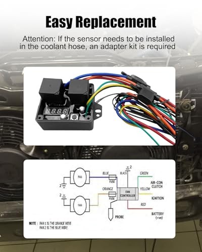 Digital Thermatic Fan Switch Kit 12V and 24V Replace DC-0444 Adjustable