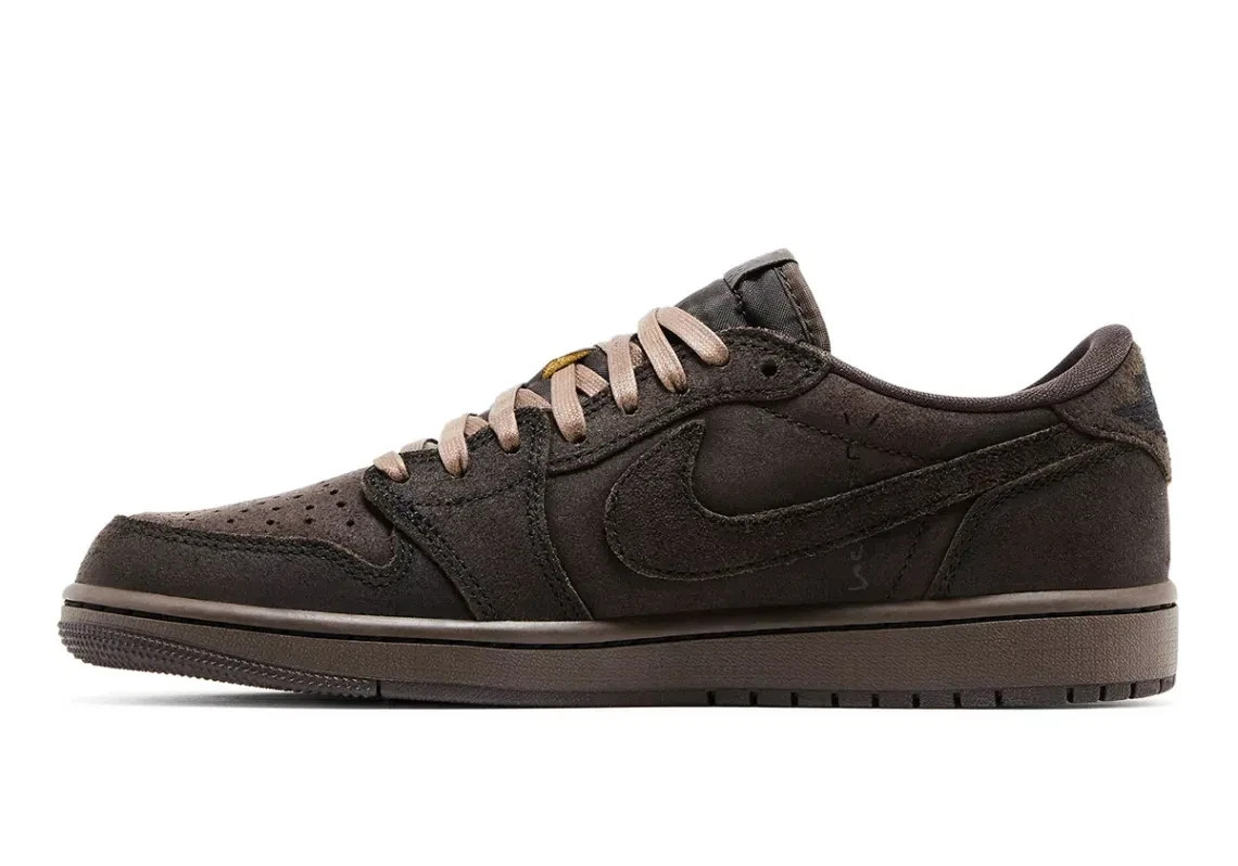 Nike Air Jordan 1 Low x Travis Scott Dark Brown Suede Unisex Casual Sneakers
