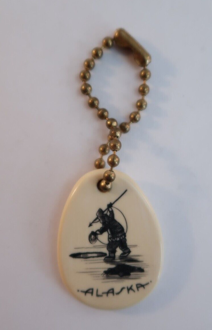 Alaska Ice Fisherman Ice Fishing Keychain Travel Tourist Souvenir Key Chain