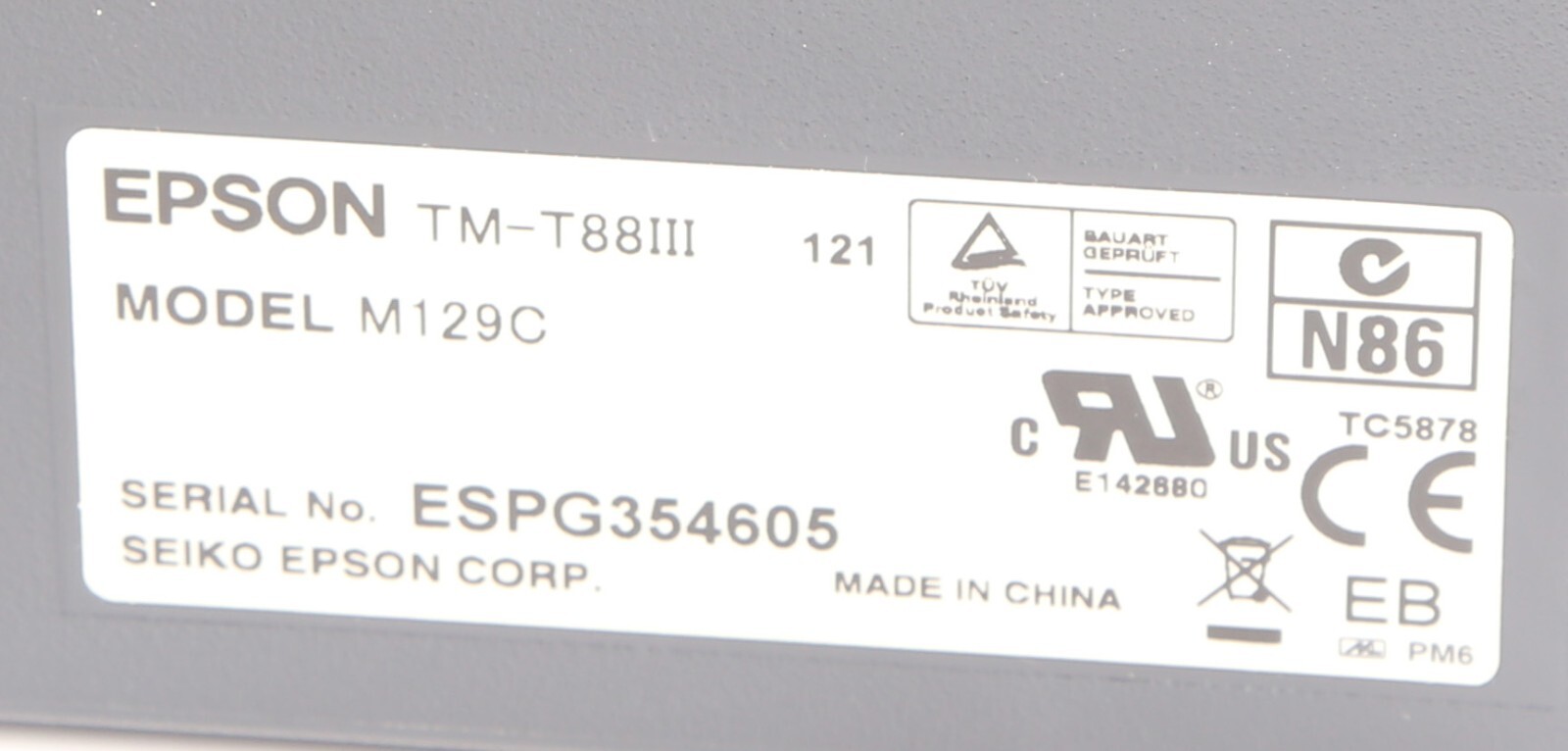 Epson Thermal Receipt Printer, Charcoal (New)