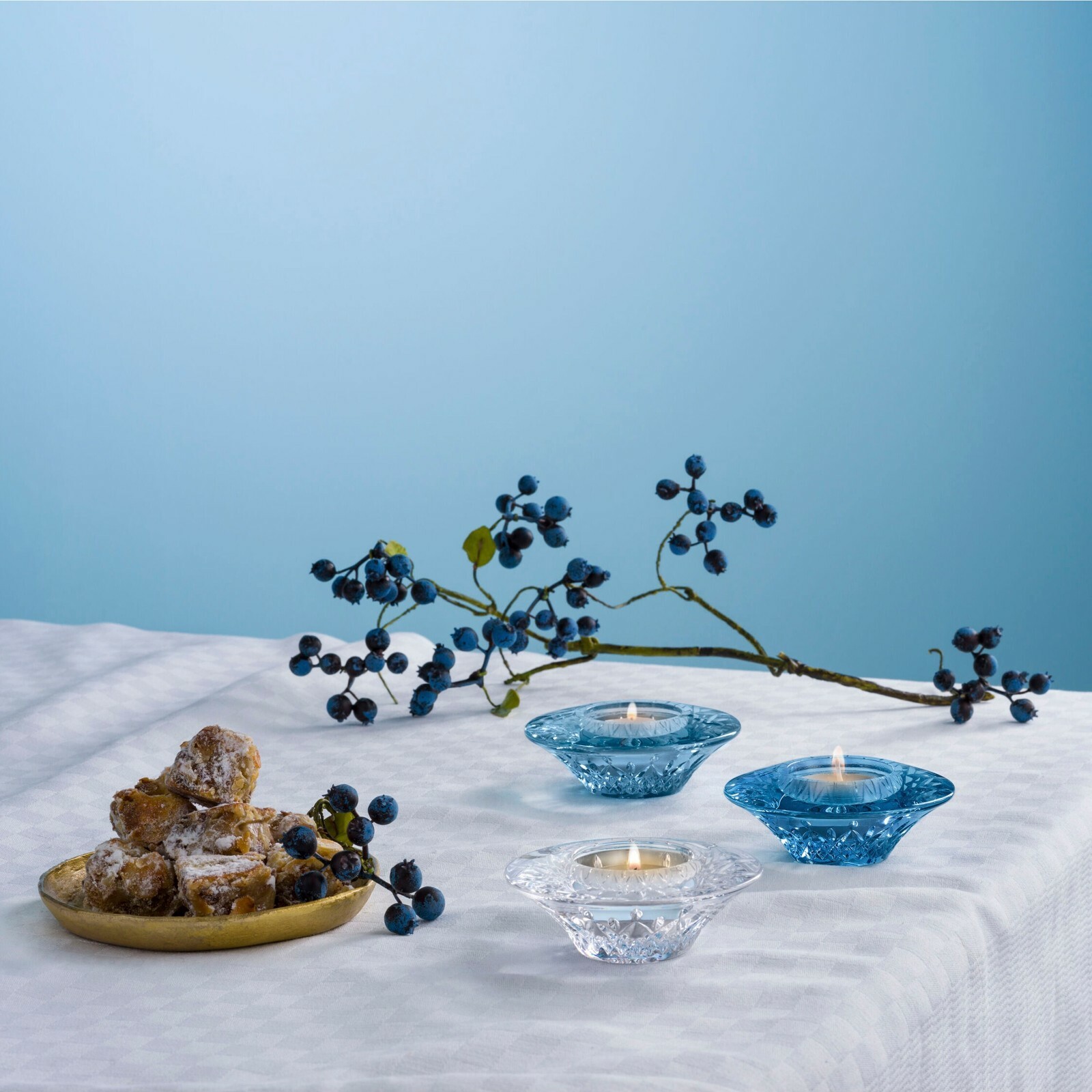 Waterford Crystal Lismore Votive Set 3 Topaz Ombre Mix, Colored Crystal Gift Set