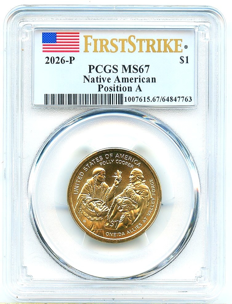 2026-P Sacagawea Dollar, Mint Set 1776-2026, PCGS MS67, First Strike Free Ship!