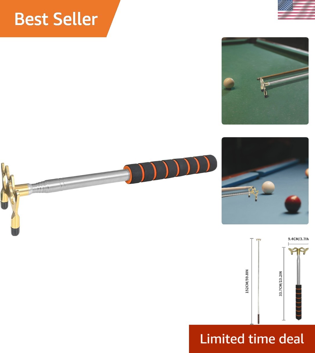 Versatile Billiard Cue Stick Bridge - Length Adjustable from 32cm to 59cm