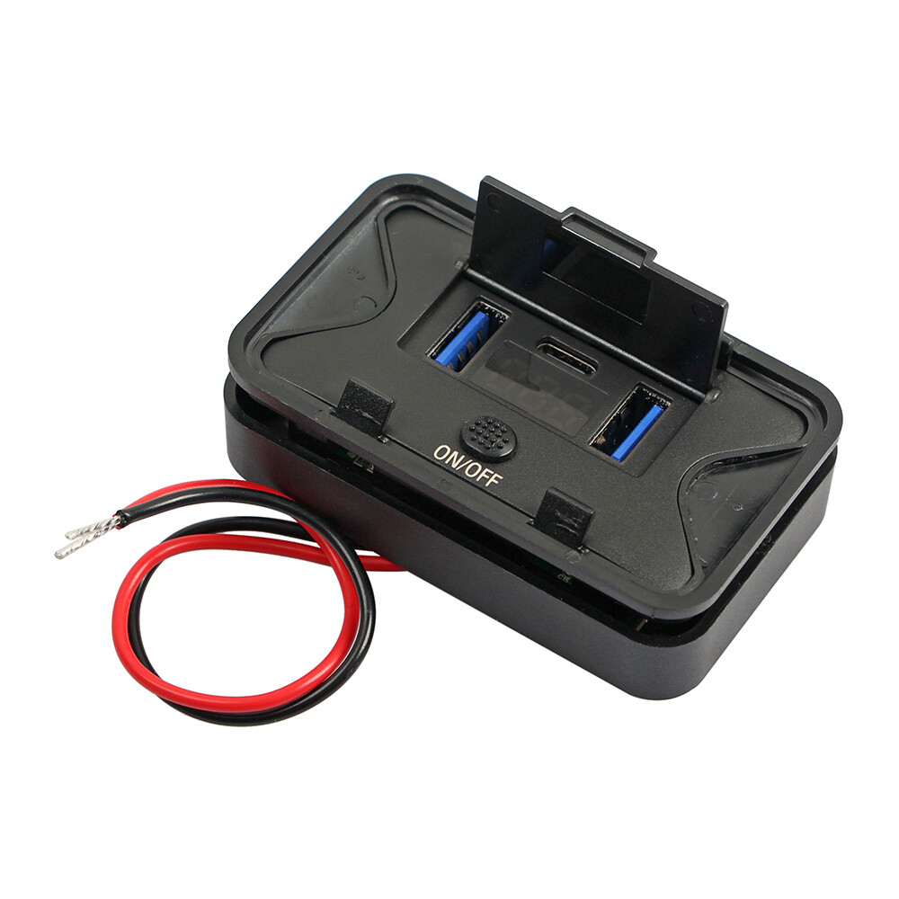 QC3.0 & PD Dual USB 12V-24V Car Fast Charger Socket Power Outlet On-Off Switch