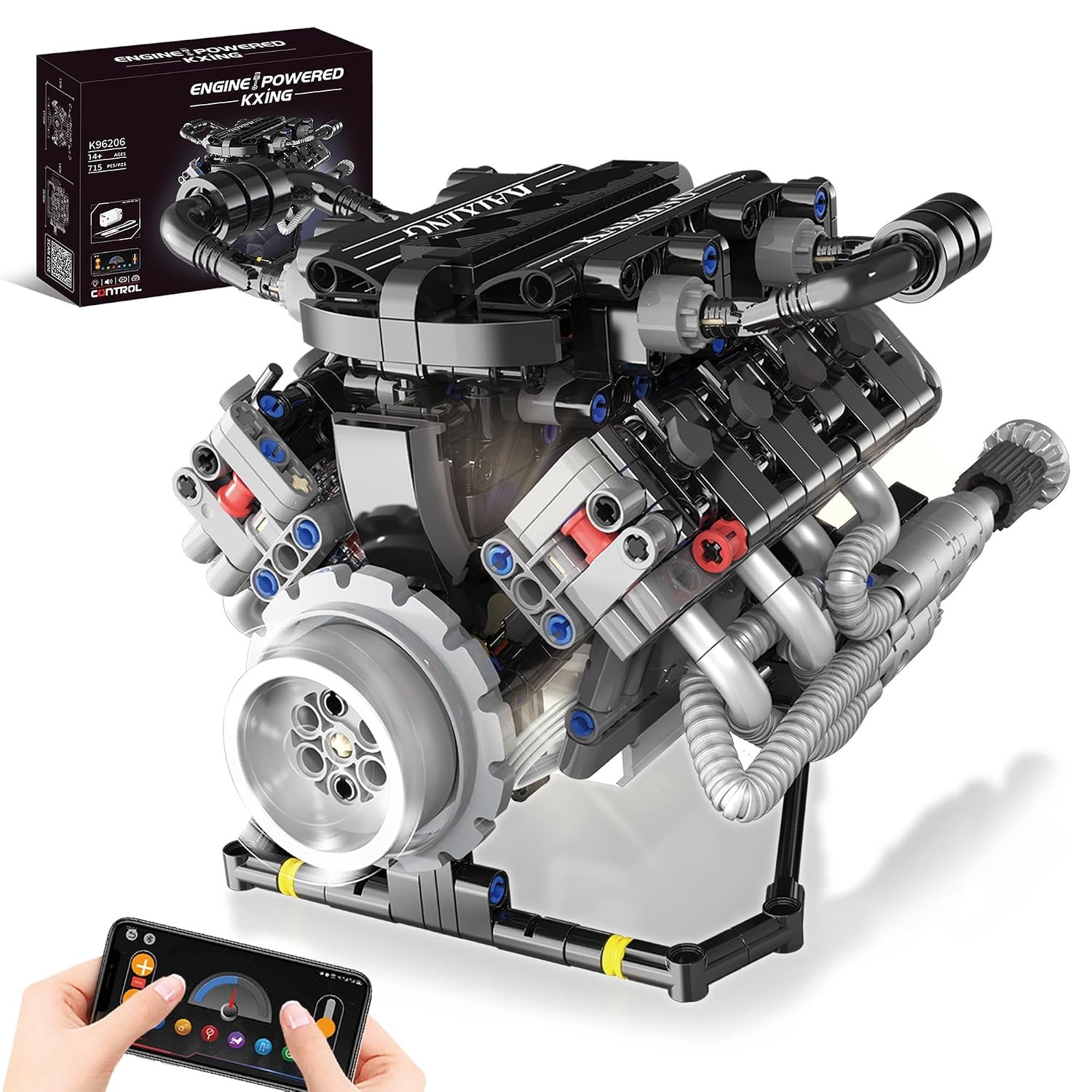 V8 Mini Engine Model Kit with Motor APP Control Technic Remote Control