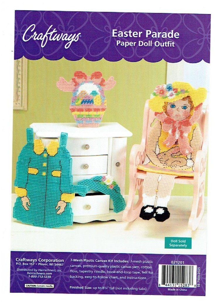 EASTER PARADE PAPER DOLL OUTFIT  7ct plastic canvas  PATTERN  (#TF0259)