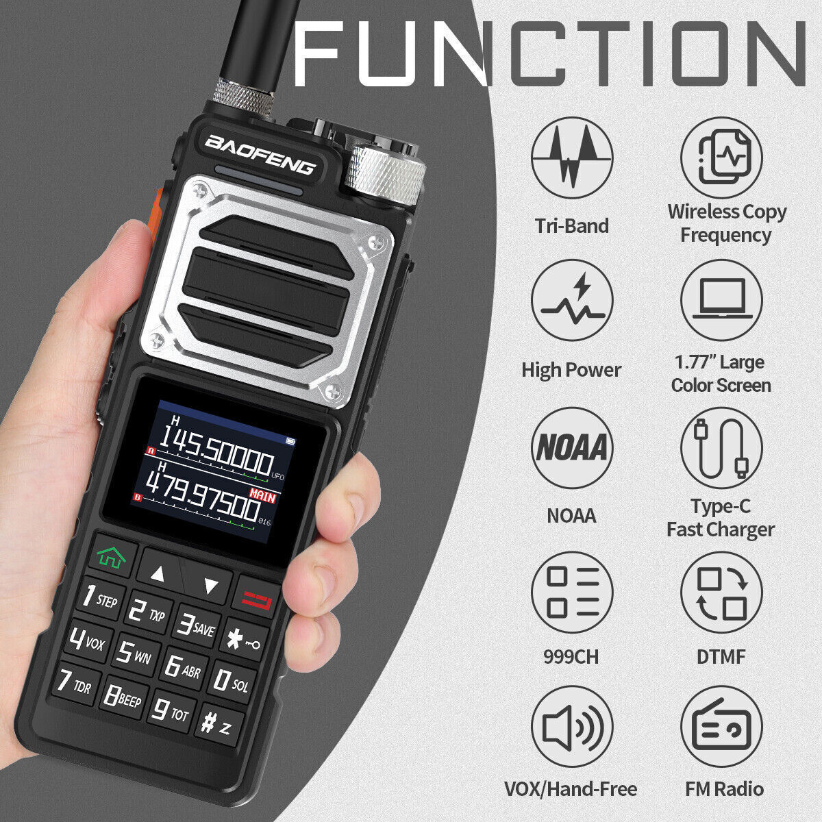 US Baofeng UV25 Walkie Talkie Long Range Tri-power Two Way Radio+48cm Antenna X2
