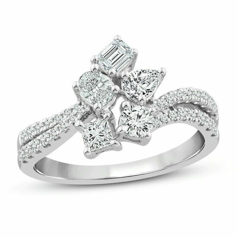 Everything You Are 3 CT Multi-Shaped Lab-Created Diamond Engagement Ring Silver