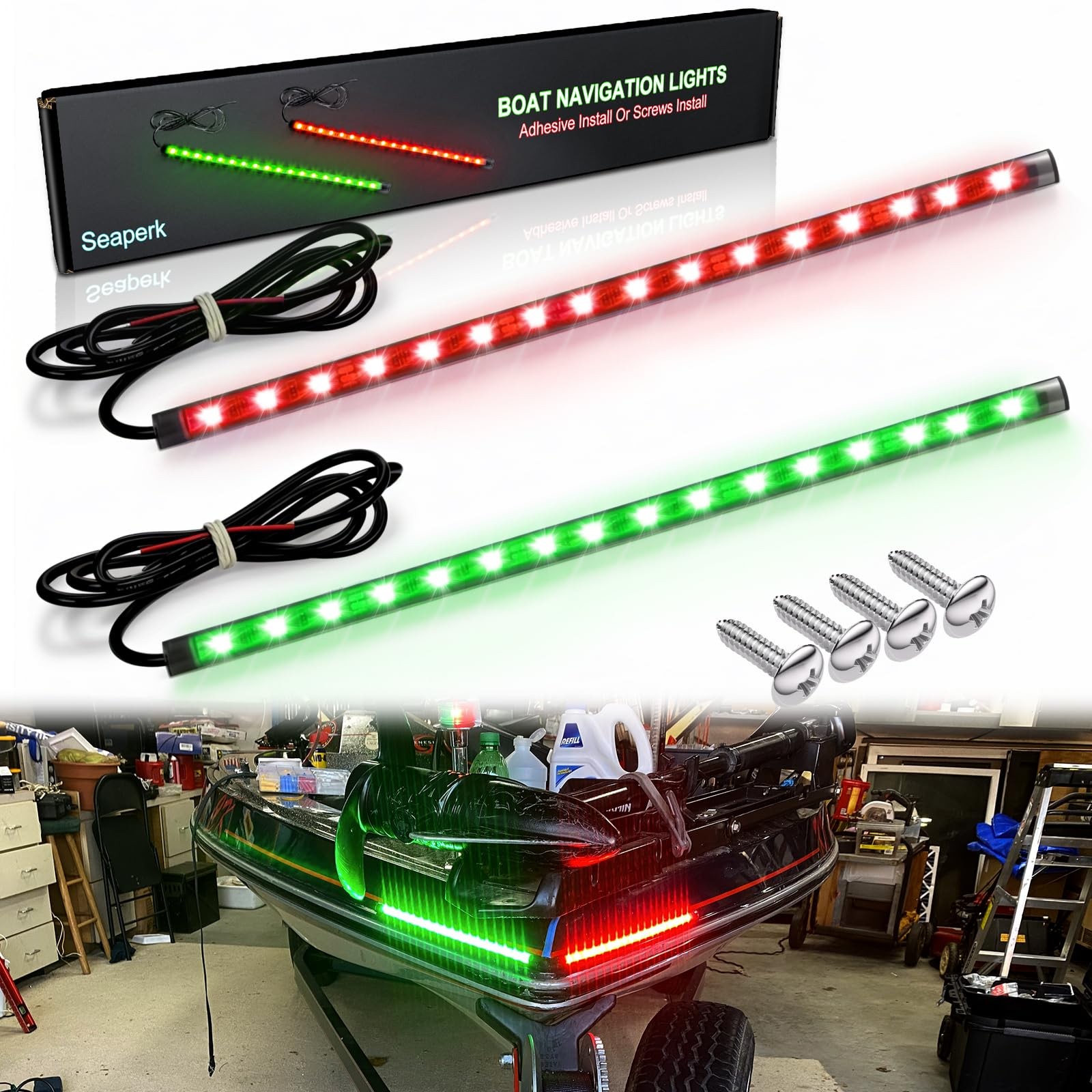 Seaperk LED Navigation Light, Red and Green Marine Lights for Boats, Bow Ligh...