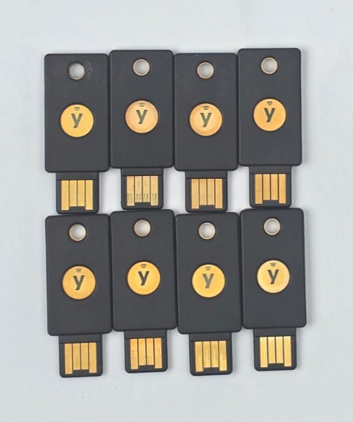 Lot of 8 YubiKey 5 NFC USB Security Keys FIDO2 U2F Tested Reset Firmware 5.4.3