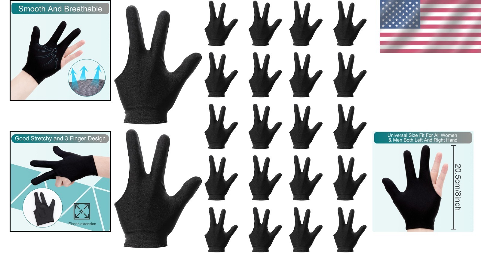 Universal Fit Pool Gloves for Left & Right Hand