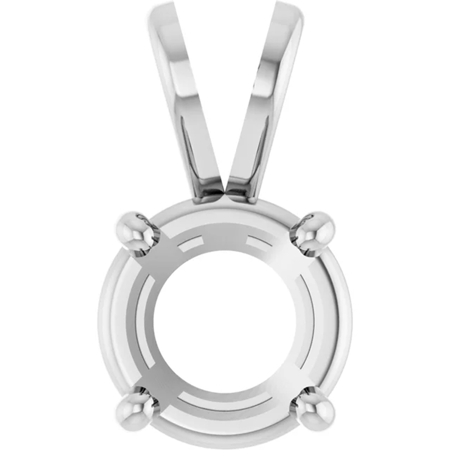 Pendant Mounting Round Cut Solid Sterling Silver 4 Prong Split Bail Basket Style