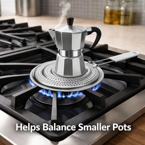 Heat Diffuser Reducer Flame Guard With Removable Handle, Stainless Single