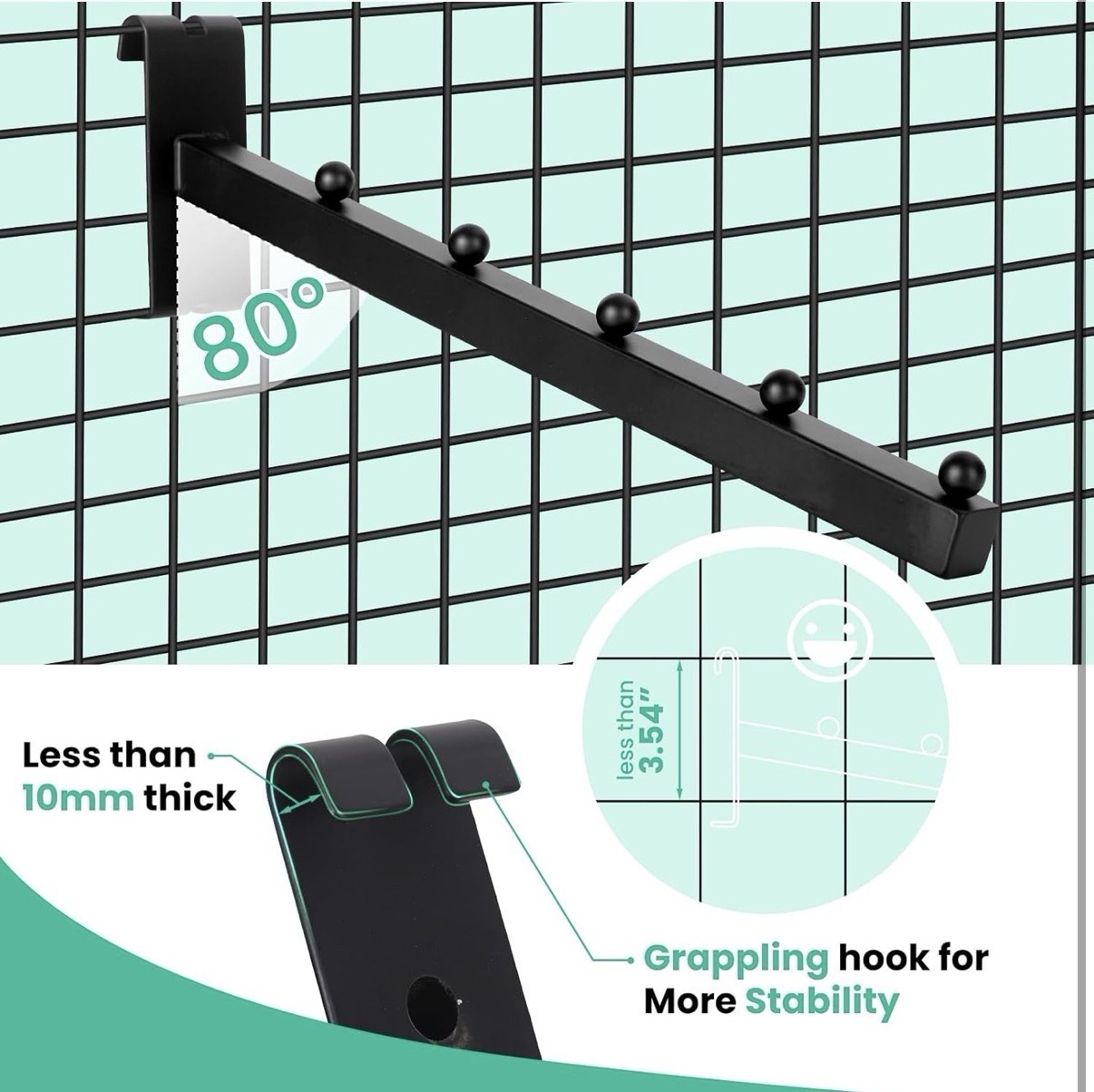 6 Pack Black Gridwall Waterfall Hooks 6 Ball 14 Inch Grid Hooks